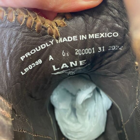 Lane PLAIN JANE PJ Brown Cowboy Boots Booties Size 6 Short Leather Western Ankle - Picture 7 of 11